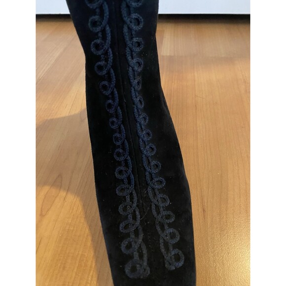 Salvatore Ferragamo Boutique Black Suede Boots Embroidered Ankle Size 6.5B - Picture 6 of 14